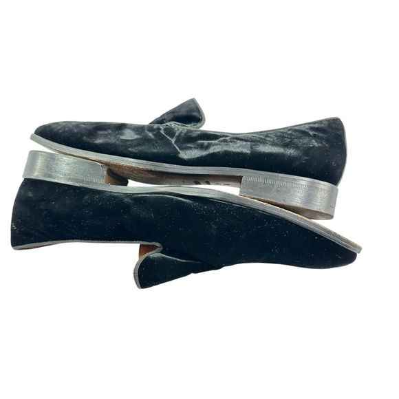 Men Genuine Massimo Matteo Black Velvet Leather Loafers shoes 9 Made In Italy